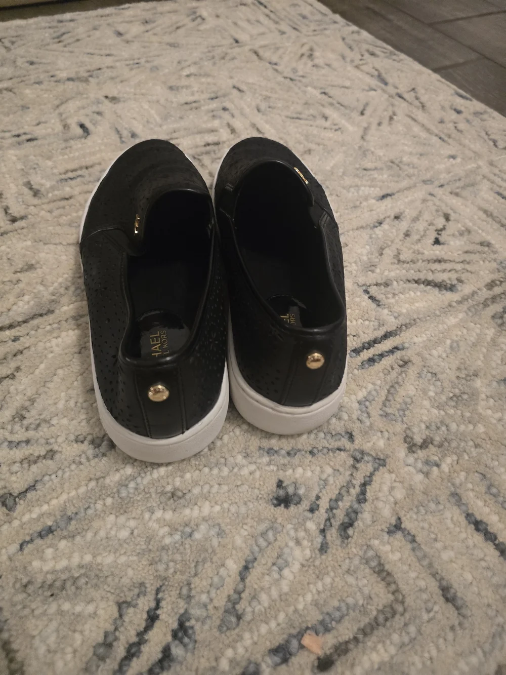 Michael Kors Womens Black Perforated Slip-On Sneakers